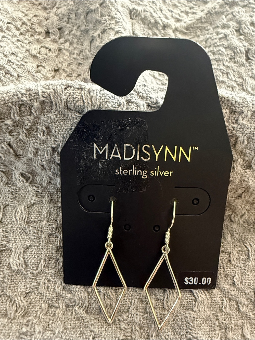 Sterling Silver Open Diamond Drop Earrings - Silver